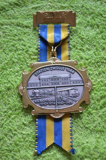 medaille 150 jaar Ned. Spoorwegen  station Zwolle 1866  beschikbaar voor biedingen