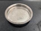 Vintage rond verzilverd dienblad met opengewerkte galerij., Ophalen of Verzenden