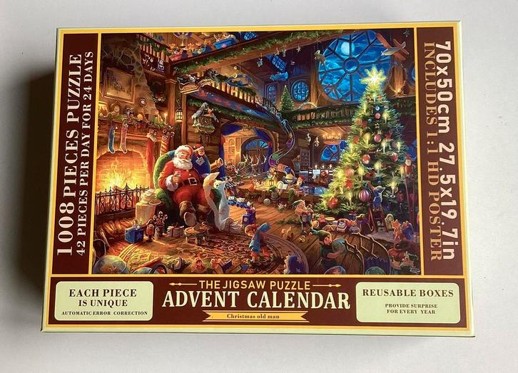 Advent Kerstpuzzel 1008 stukjes, Hobby en Vrije tijd, Denksport en Puzzels, Zo goed als nieuw, 500 t/m 1500 stukjes, Ophalen of Verzenden