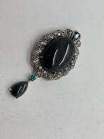 A689 Prachtige zilveren hanger onyx markasiet, Overige voorstellingen, Ophalen of Verzenden, X, Met edelsteen