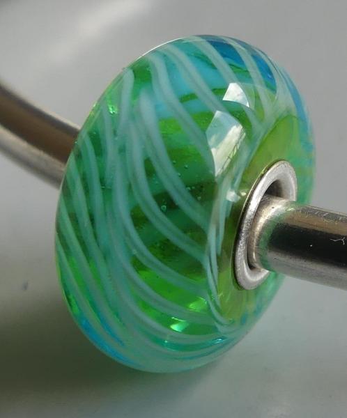 Trollbeads TURKOOIZEN VEER, Sieraden, Tassen en Uiterlijk, Bedels, Zo goed als nieuw, Trollbeads, 1 bedel, Verzenden