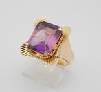 Prachtige 18 karaat Gouden Ring met Amethist edelsteen M16, Jw, Ophalen of Verzenden, Met edelsteen, Dame