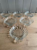 6 vintage Franse glazen schelp schaaltjes bordjes 1970s, Huis en Inrichting, Keuken | Servies, Gebruikt, Ophalen of Verzenden