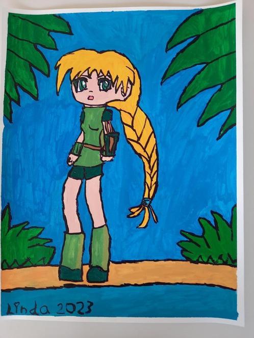 schilderij meisje met vlecht 23, Antiek en Kunst, Kunst | Schilderijen | Modern, Ophalen of Verzenden