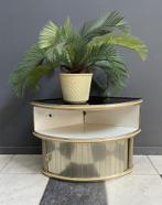 60 jaren hang plank kast zwart glas tafel metalen schuifdeur, Ophalen, Gebruikt