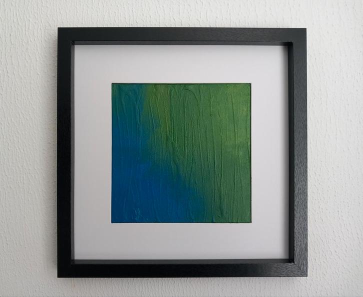 SHADES OF GREEN 33X33 CM, Antiek en Kunst, Kunst | Schilderijen | Abstract, Ophalen