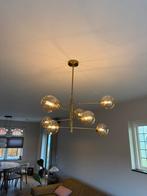 Plafondlamp goud met amber glas, Huis en Inrichting, Lampen | Plafondlampen, Ophalen, Zo goed als nieuw, Glas