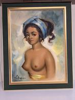 Schilderij dame bali naakt, Antiek en Kunst, Ophalen of Verzenden