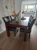 Houten Eettafel met Stoelen, Huis en Inrichting, Tafels | Eettafels, Gebruikt, 100 tot 150 cm, Ophalen of Verzenden, Vijf personen of meer