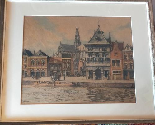 Haarlem, kleurets van Hendrik Roodenburg, Antiek en Kunst, Kunst | Etsen en Gravures, Ophalen