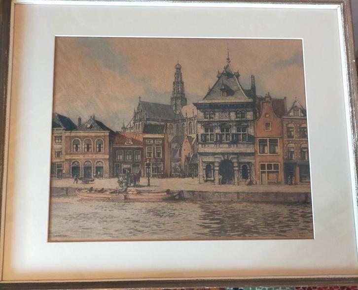 Haarlem, kleurets van Hendrik Roodenburg, Antiek en Kunst, Kunst | Etsen en Gravures, Ophalen