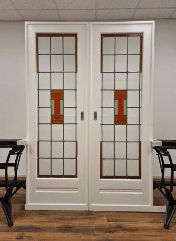 oude ensuite deuren / SCHUIFDEUREN en suite glas in lood beschikbaar voor biedingen