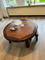 Salontafel ,donker eiken met tegels, Ophalen, Gebruikt, 100 tot 150 cm, Eikenhout