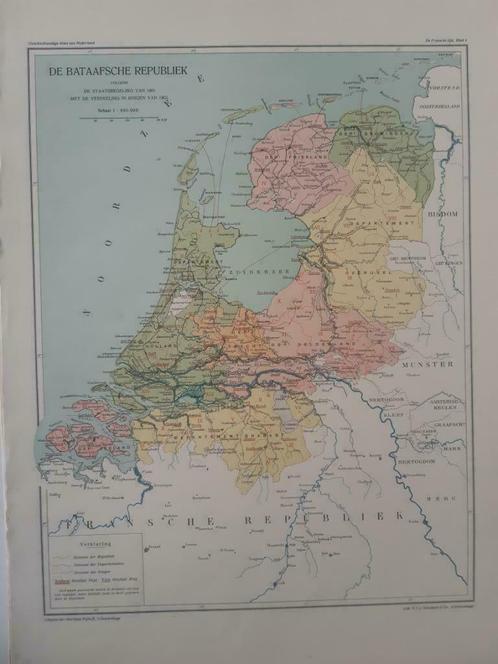 B090/ Plattegrond Bataafsche Republiek in 1803. Litho 1926, Antiek en Kunst, Kunst | Litho's en Zeefdrukken, Ophalen of Verzenden