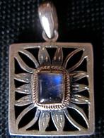 Zilveren 925 zilver kettinghanger open rechthoek labradoriet, Verzenden, Nieuw, Met edelsteen, Zilver