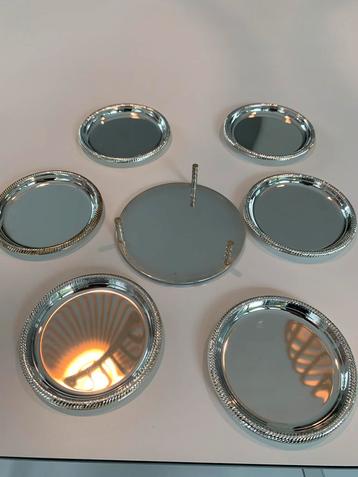 Argento Silverline Onderzetters met Houder - Zilverkleurig beschikbaar voor biedingen