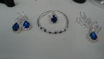 setje ketting met hanger armband oorbellen en ring, Overige materialen, Blauw, Nieuw, Ophalen of Verzenden