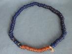 Slaven kralenketting in blauw en bruin glas - 18e - 19e eeuw, Sieraden, Tassen en Uiterlijk, Antieke sieraden, Ophalen of Verzenden