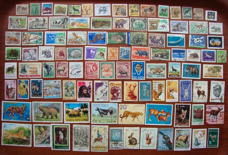 - 397 - 100 Zoogdieren zegels., Postzegels en Munten, Postzegels | Thematische zegels, Gestempeld, Dier of Natuur, Verzenden