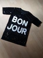 Top glitter met opdruk one size, Verzenden, Nieuw, Zwart, Korte mouw