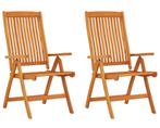Tuinstoelen 2 st inklapbaar massief eucalyptushout, nieuw, Ophalen of Verzenden, Zo goed als nieuw, Hout, Verstelbaar
