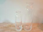 Glazen vazen, twee, Overige kleuren, Ophalen of Verzenden, Minder dan 50 cm, Glas