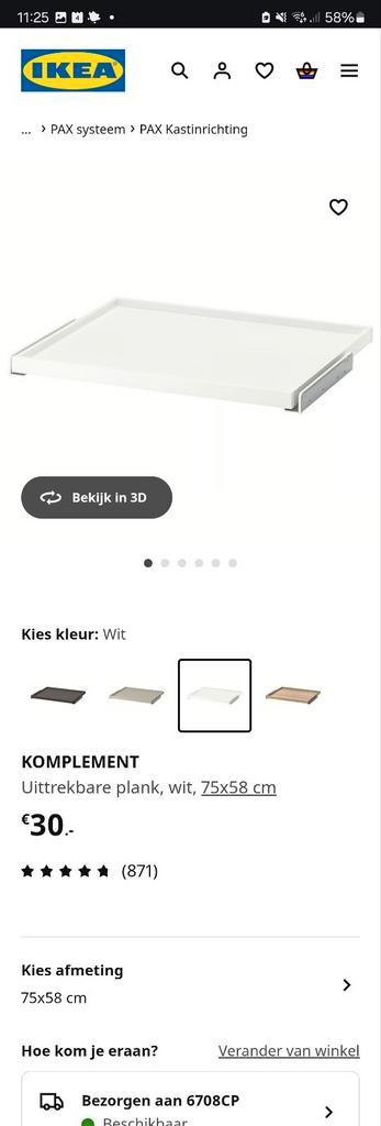 Ikea PAX uitschuifbare plank