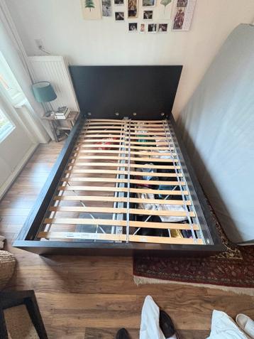 Zwart Malm ikea bed + 2 lades + lattenbodem - afbeelding 2