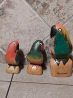 3 houten handgemaakte papegaaien, Ophalen of Verzenden