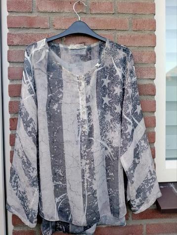 Stoere zomer blouse van Italy, 44 zwart grijs tinten beschikbaar voor biedingen