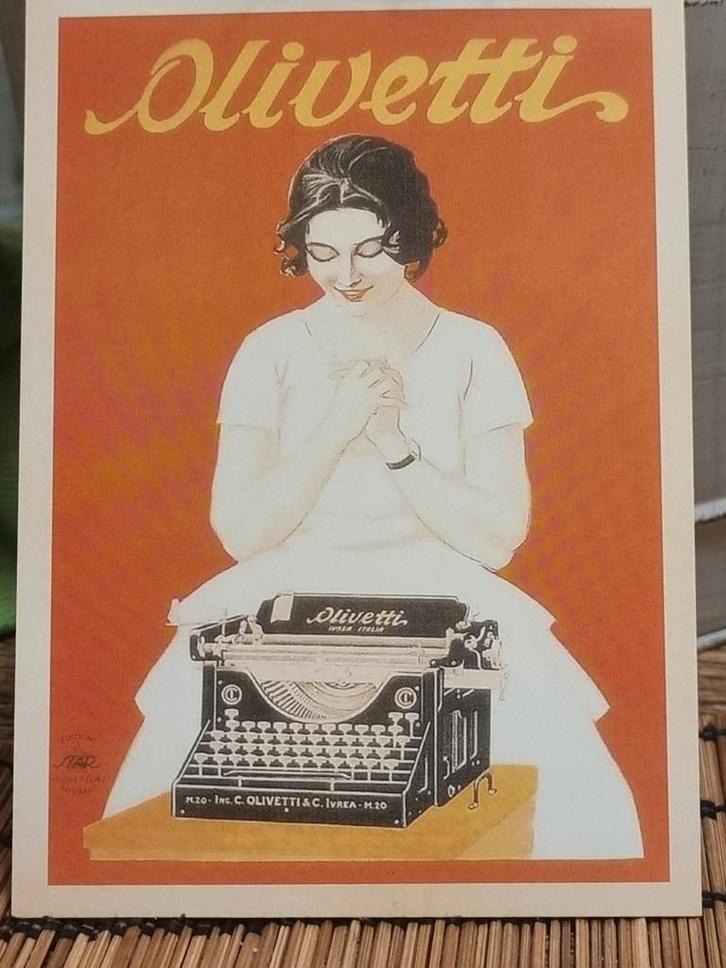Olivetti Typemachine Ansichtkaart, Antiek en Kunst, Kunst | Etsen en Gravures, Ophalen of Verzenden