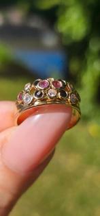 14 karaats gouden ring met verschillende kleuren edelstenen, Nieuw, Ophalen of Verzenden, Nvt, Met edelsteen