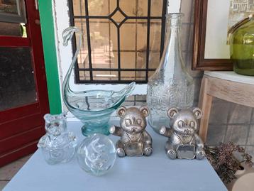 2 zilveren metalen vintage teddybeer spaarpotten beschikbaar voor biedingen