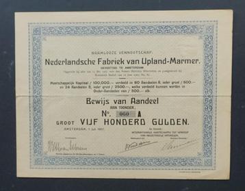 Nederlandsche Fabriek van Upland Marmer - A'dam 1907  beschikbaar voor biedingen