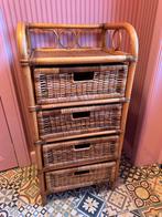 Rotan ladenkast, jaren 80 hoog model, Huis en Inrichting, Kasten | Ladekasten, Ophalen, 50 tot 100 cm, Zo goed als nieuw, 3 of 4 laden