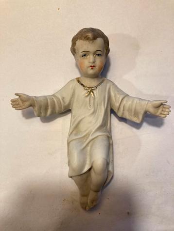 Mooi antiek Kindeke Jezus voor in de oude Kerststal beschikbaar voor biedingen