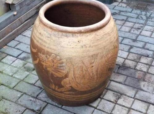Grote japanse tuinpot uniek geimporteerd uit japan draak, Tuin en Terras, Bloempotten, Gebruikt, Overige materialen, Binnen, Balkon