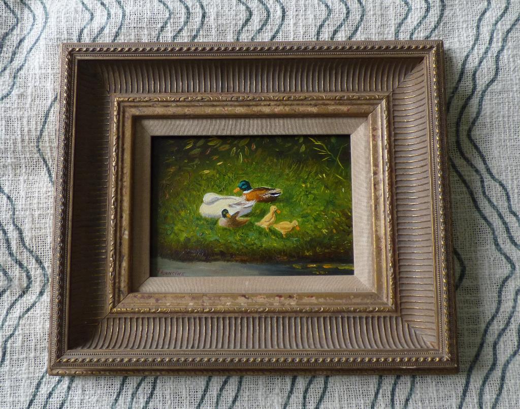 schilderijtje francien eendjes modern, Antiek en Kunst, Ophalen