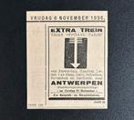 Advertentie NS - extra trein naar Antwerpen (1936), Verzamelen, Spoorwegen en Tramwegen, Ophalen of Verzenden, Gebruikt, Trein