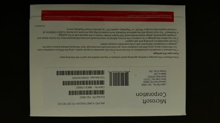 Microsoft Windows 10 Pro DVD en Licentie ENG, Computers en Software, Besturingssoftware, Nieuw, Windows, Verzenden