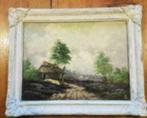 Olieverf heide landschap gesigneerd AH v, Antiek en Kunst, Ophalen