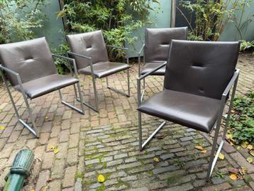 4x Arco Frame XL eetkamerstoelen in donkerbruin leer beschikbaar voor biedingen