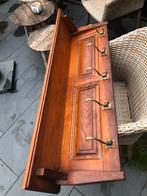 Klassieke Houten Wandkapstok met Metalen Haken, Wandkapstok, Gebruikt, Ophalen of Verzenden, Minder dan 100 cm