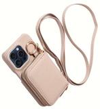 Beige Kunstlederen Hoesje iPhone 12 met opbergmogelijkheden, Ophalen of Verzenden, Zo goed als nieuw, IPhone SE (2022), Hoesje of Tasje