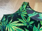 Top crop groen blaadjes S M wiet cannabis hemdje croptop, Nieuw, Ophalen of Verzenden, Groen, Maat 36 (S)