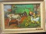 Leuk oliev schild. Geit, Haan, Kip en Kuikentjes Van Rooyen, Antiek en Kunst, Kunst | Schilderijen | Klassiek, Ophalen