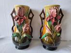 Stel Art Nouveau barbotine vazen 31 cm., Antiek en Kunst, Antiek | Vazen, Ophalen of Verzenden