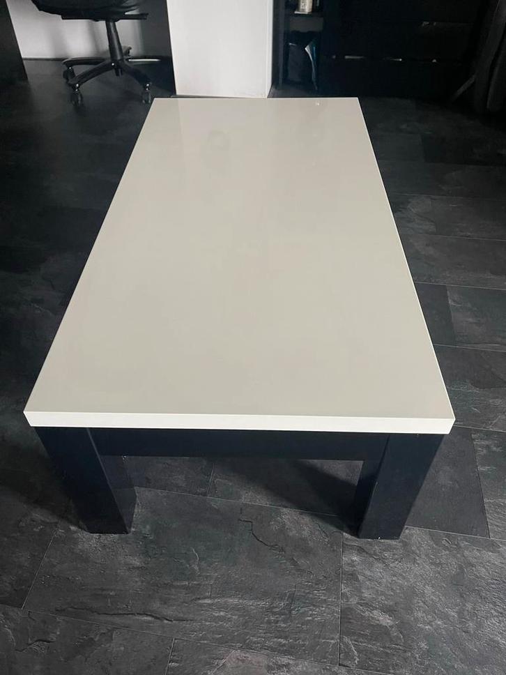 Zwart/wit hoogglans salontafel - 127x66cm, Huis en Inrichting, Tafels | Salontafels, Gebruikt, Minder dan 50 cm, 50 tot 100 cm
