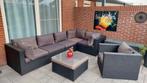 loungeset, tafel met glasplaat, bois le duc, 6 personen, Ophalen, Gebruikt, 6 zitplaatsen, Loungeset