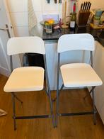 2 keer Franklin barkruk Ikea 74 cm wit, Ophalen, Gebruikt, Met voetsteun, 60 tot 90 cm